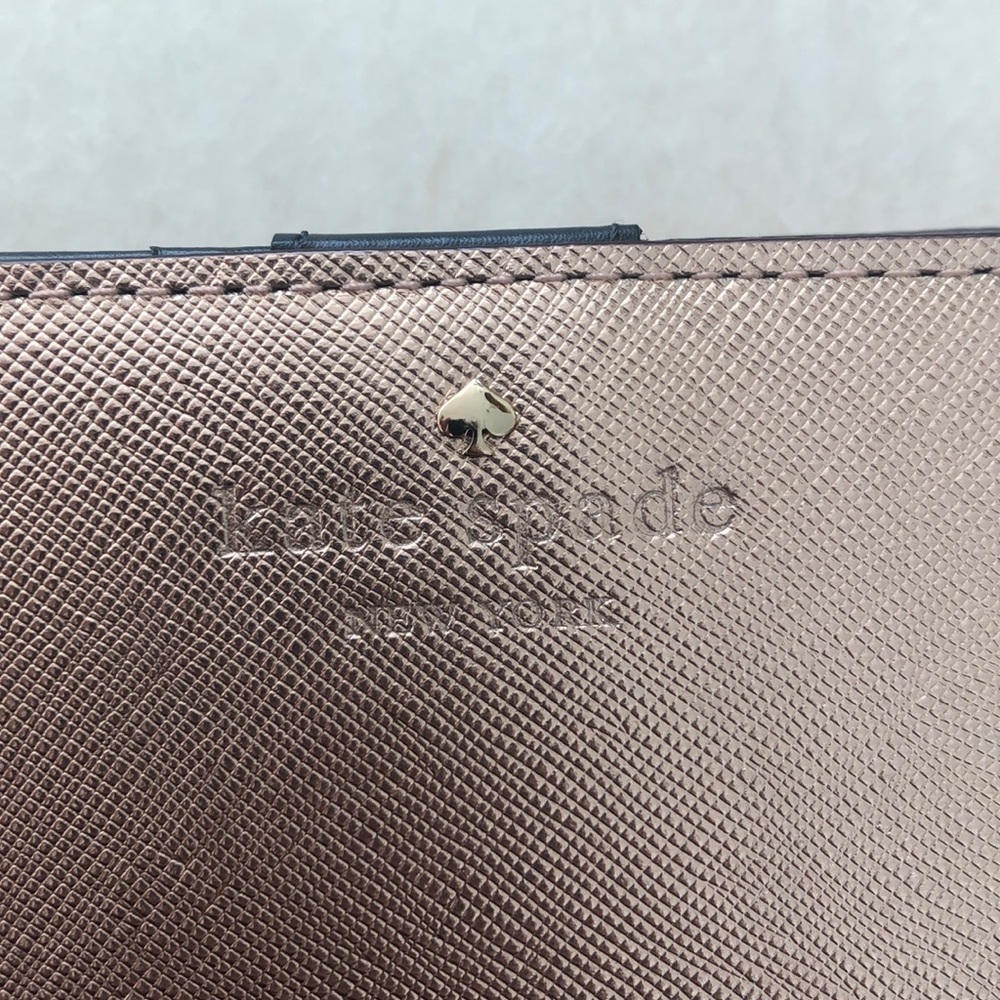 NEW Kate Spade Wallet classic rose gold shade. Shimmer, NWOT inc orig receipt - Picture 2 of 10
